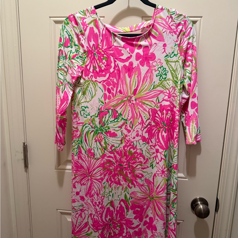 Lilly Pulitzer Pink and Green Floral Long Sleeve Dress